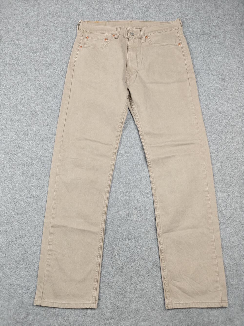 Levi's Jeans Mens 33x32 Beige Straight Regular Fit Stretch Cotton Denim 505